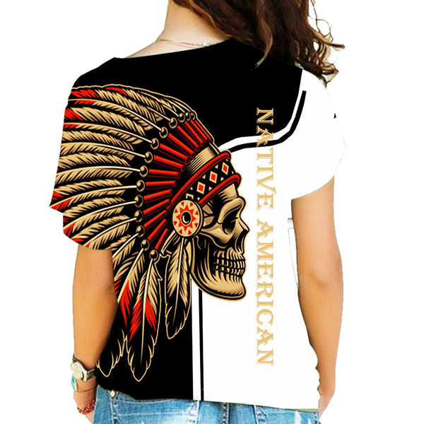 Skull Native American Cross Shoulder Shirt - Image 3