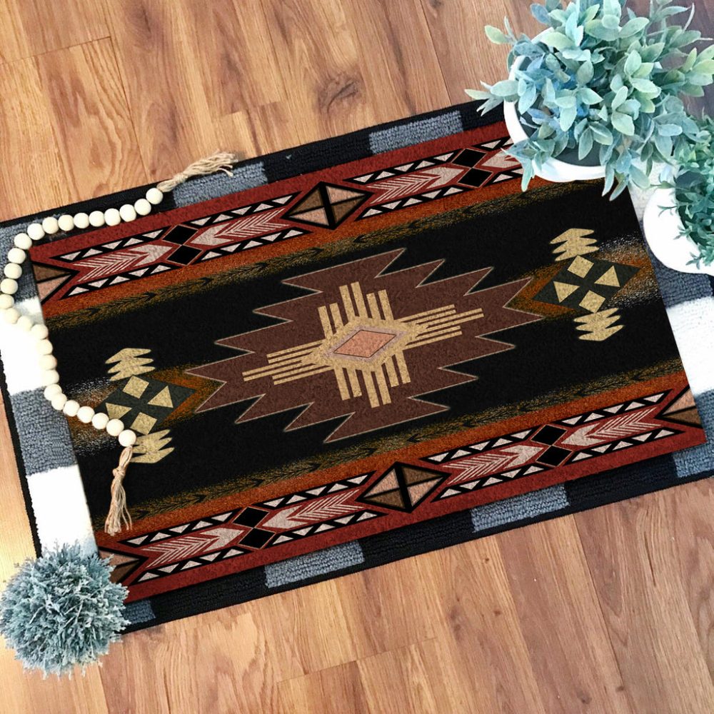 Brown Geometric Native Doormat