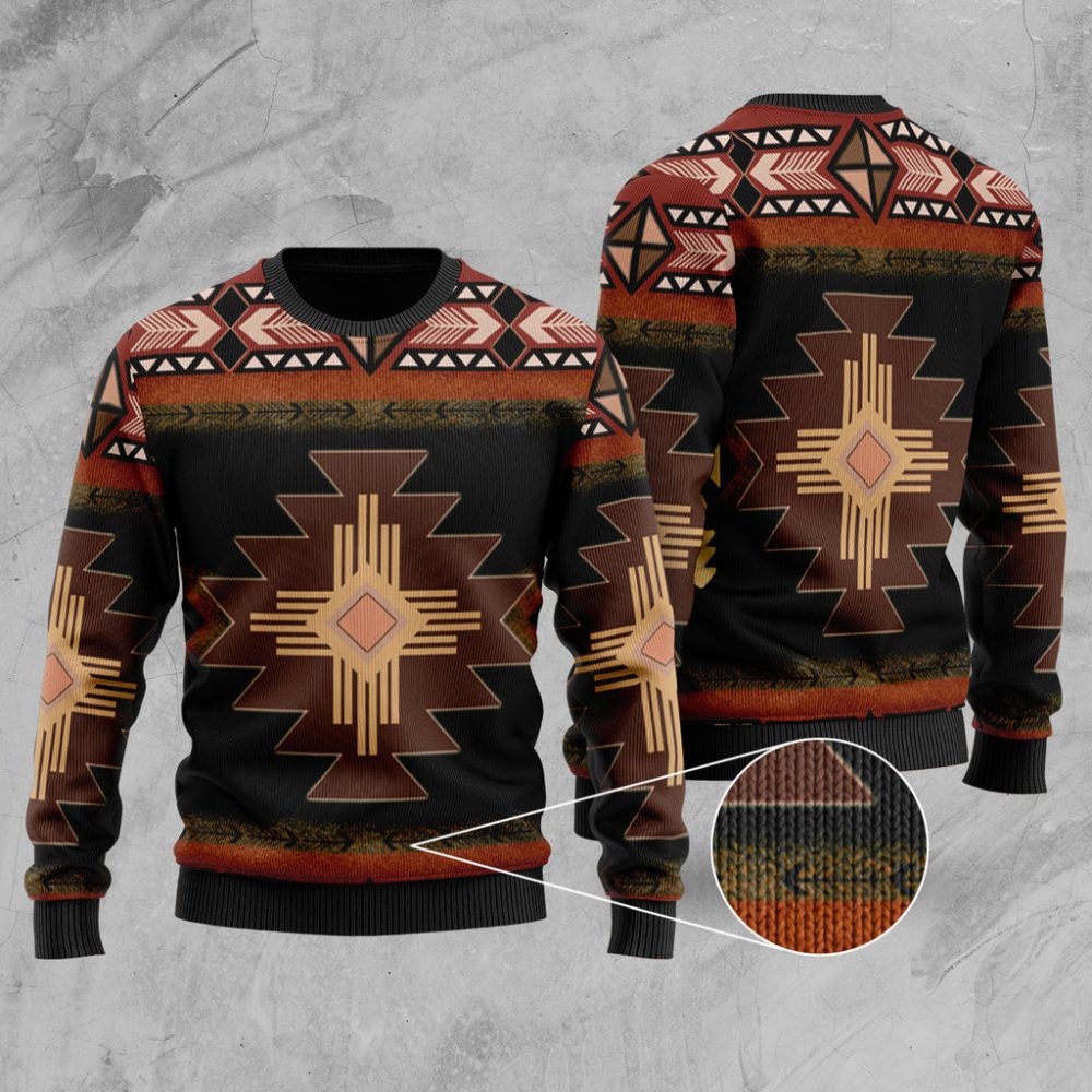 Southwest Brown Symbol Men Native American Sweater