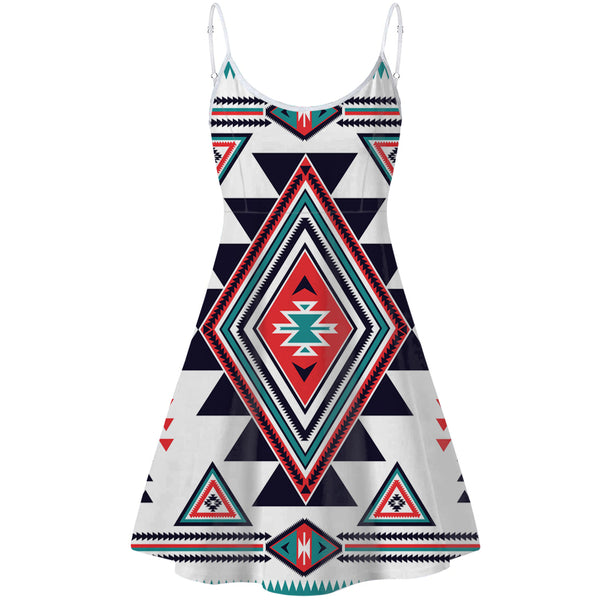 White Geometric Native American Strings Dress - Image 2