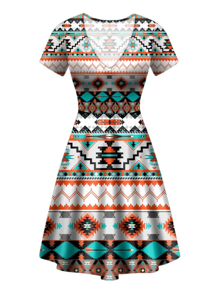Native Border Design Patterns Neck Dress