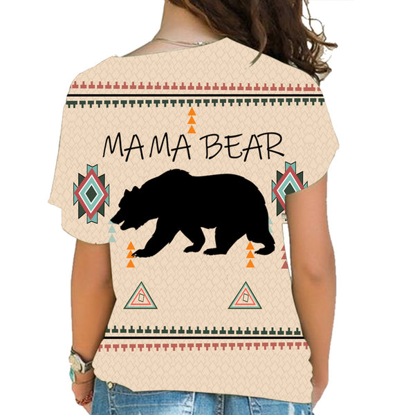 Mama Bear Native Symbol Native American Cross Shoulder Shirt - Image 3