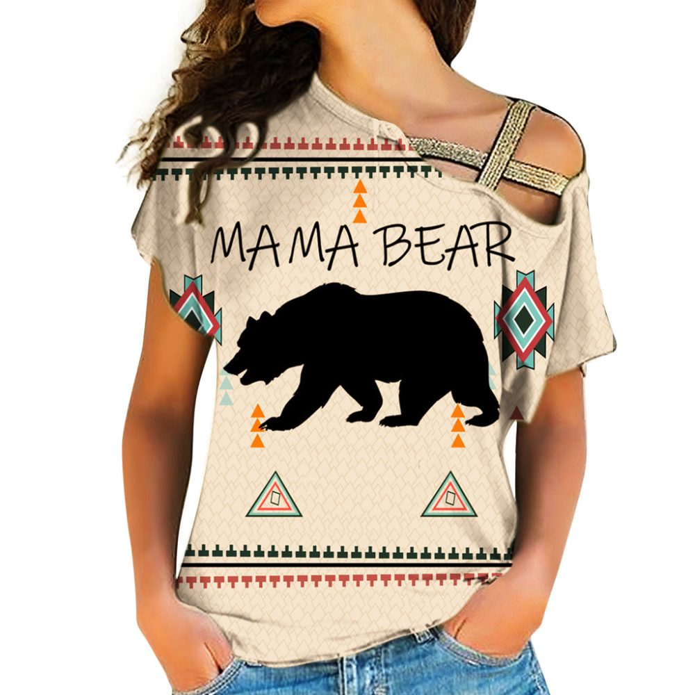 Mama Bear Native Symbol Native American Cross Shoulder Shirt