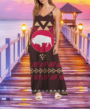 White Geometric Native American Maxi Dress