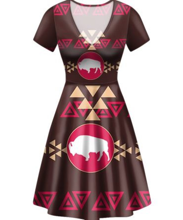Brown Bison Neck Dress