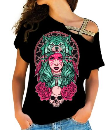 Native American Warrior Unisex Cross Shoulder Shirt