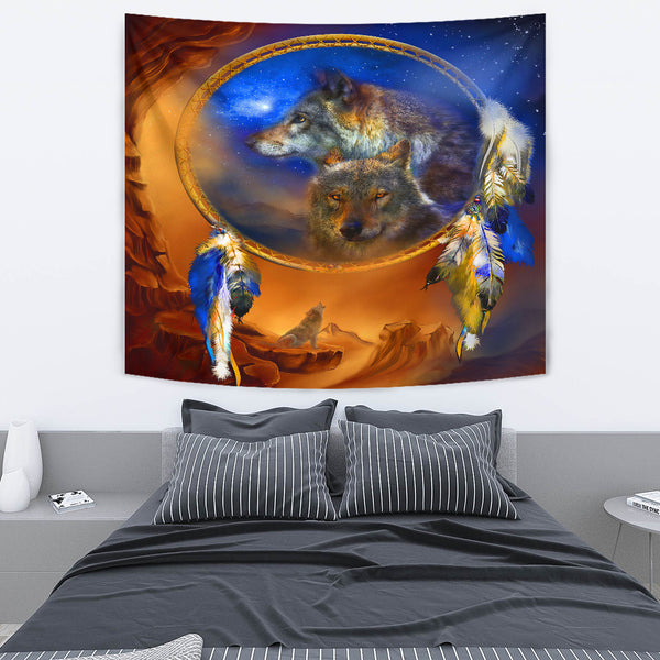 Wolf Dreamcatcher Native Tapestry - Image 4