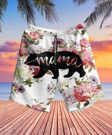 Mama Bear Flower Rose Hawaiian Shorts