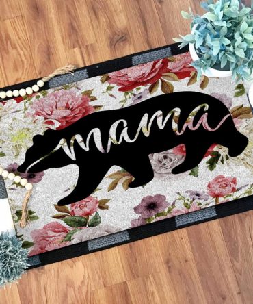Mama Bear Flower Rose Native Doormat