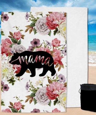 Mama Bear Flower Rose Pool Beach Towel
