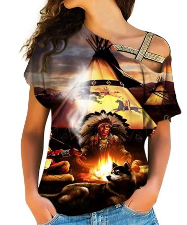 Campfire Native American Cross Shoulder Shirt