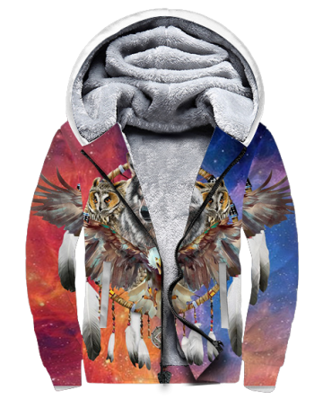 Native American Wolf Owl Eagle Dreamcatcher 3D Fleece Hoodie