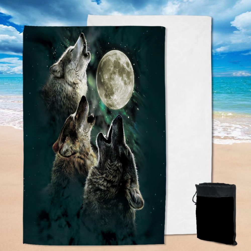 Howling Wolves Under Moonlight Pool Beach Towel
