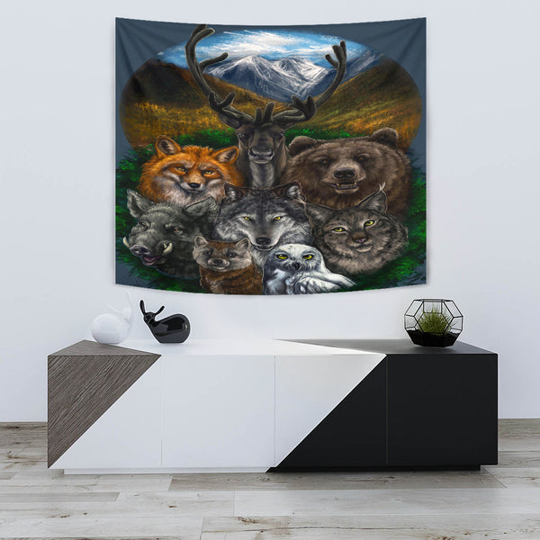 Wolf With Animal Native Tapestry - Image 3