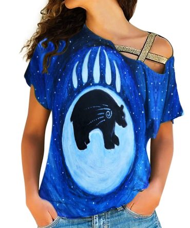 Mama Bear Footprints Native American Cross Shoulder Shirt