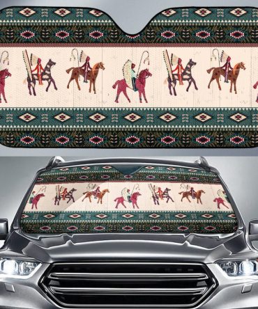 Native American Chief Horse Auto Sun Shades