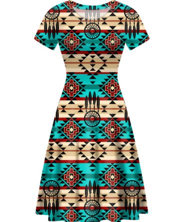 Yellow Dream Catcher Round Neck Dress