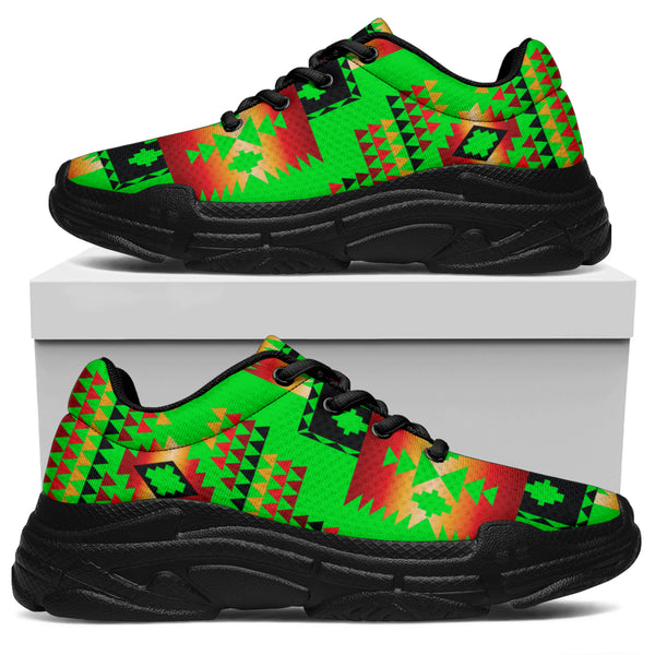 Green Neon Native Tribes Native American Chunky Sneakers - Image 3