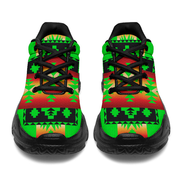 Green Neon Native Tribes Native American Chunky Sneakers - Image 4