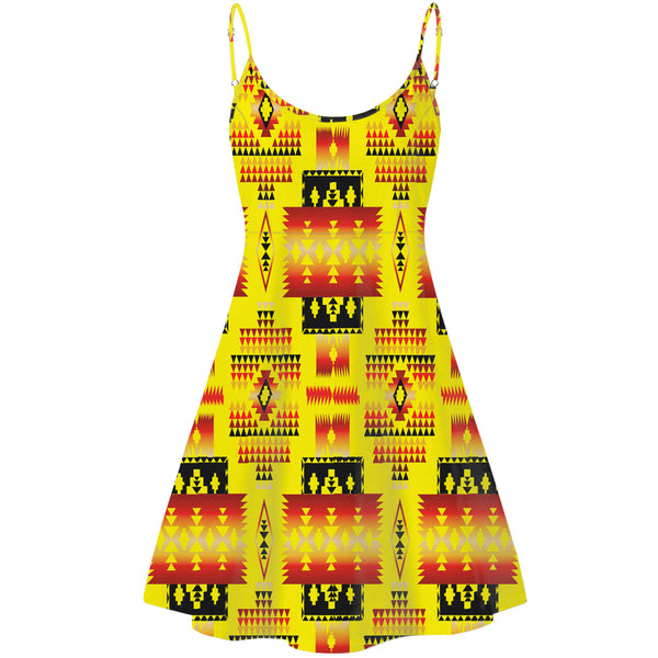 Yellow Tribes Pattern Native American Strings Dress - Image 2