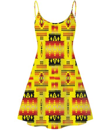 Yellow Tribes Pattern Native American Strings Dress