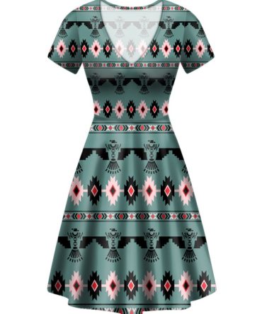 Blue Thunderbird Neck Dress