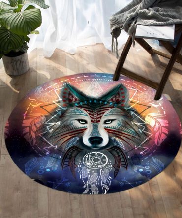 Wolf Moon Galaxy Round Carpet