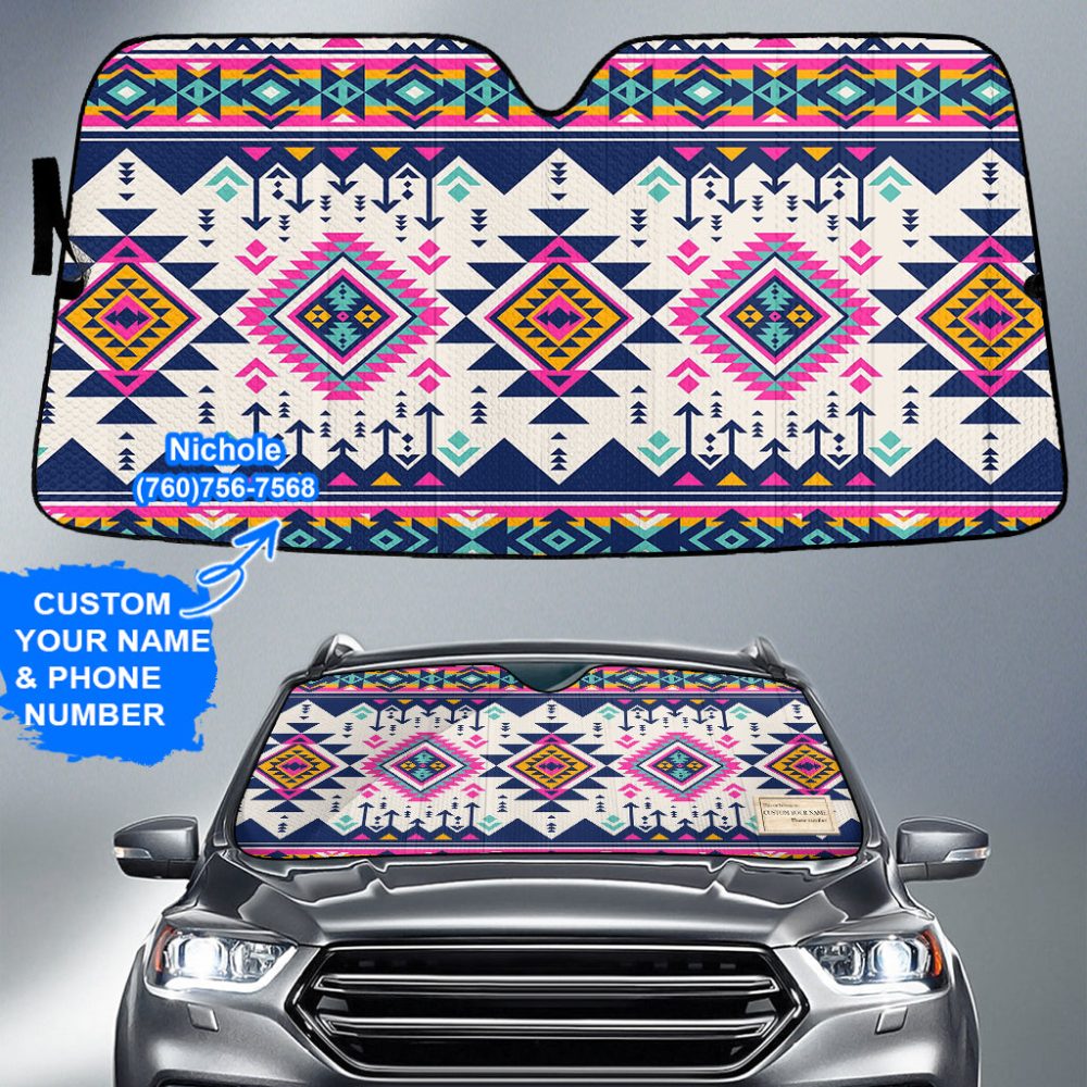 Pattern Native American Custom Name Auto Sun Shades