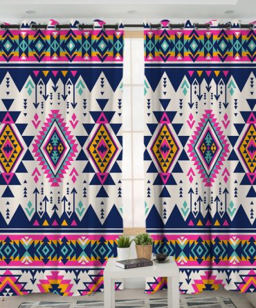 Pink Pattern Native American Living Room Curtain