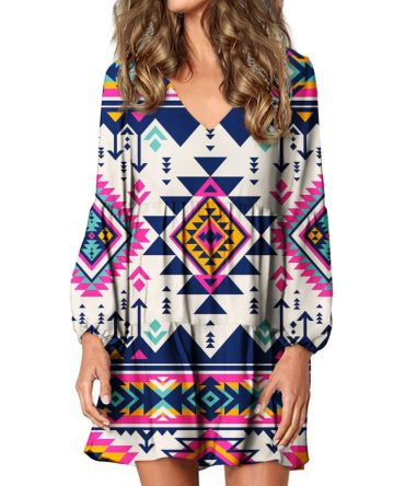 Pink Pattern Native American Swing Dress
