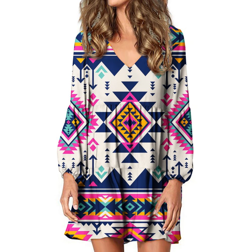 Pink Pattern Native American Swing Dress