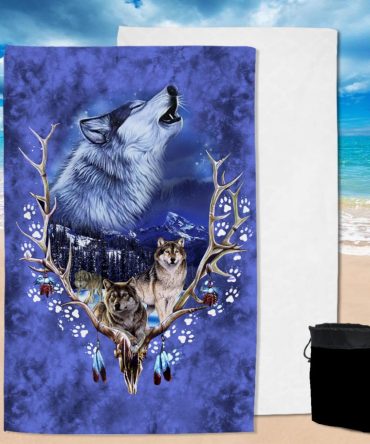 wolve native american Pool Beach Towel