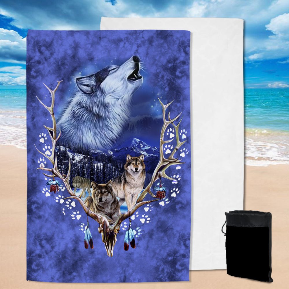 wolve native american Pool Beach Towel