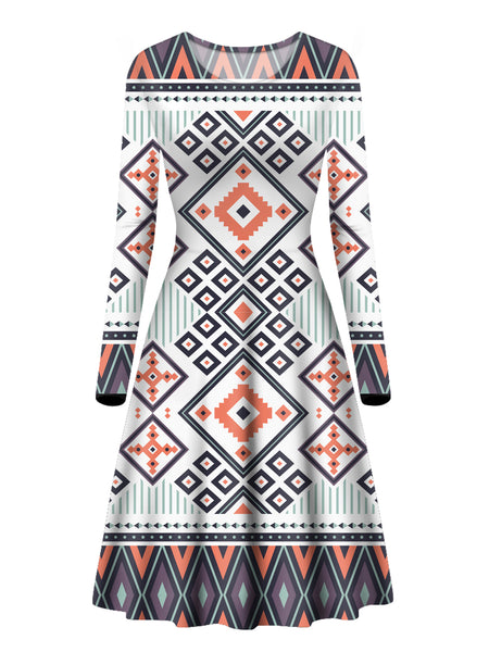 Purple Design Long Sleeve Dress - Image 2