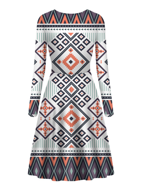 Purple Design Long Sleeve Dress - Image 3