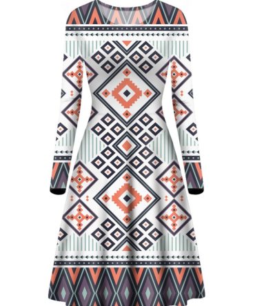 Purple Design Long Sleeve Dress