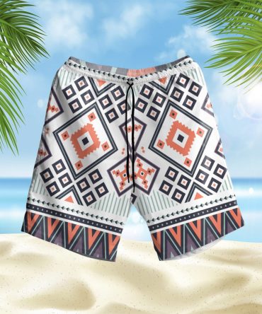 Purple Tribal Design Pattern Hawaiian Shorts