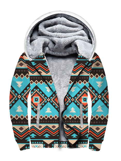 Line Shapes Ethnic Pattern 3D Fleece Hoodie