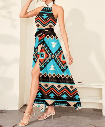 Tribal Line Shapes Dress Maxi Ligation