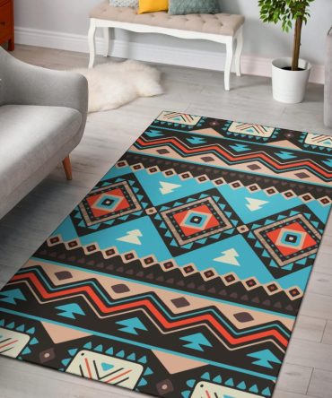 Tribal Line Shapes Ethnic Pattern Area Rug