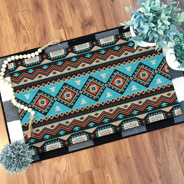 Tribal Line Shapes Ethnic Pattern Doormat - Image 3