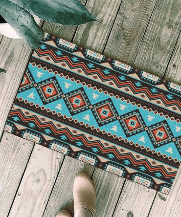 Tribal Line Shapes Ethnic Pattern Doormat