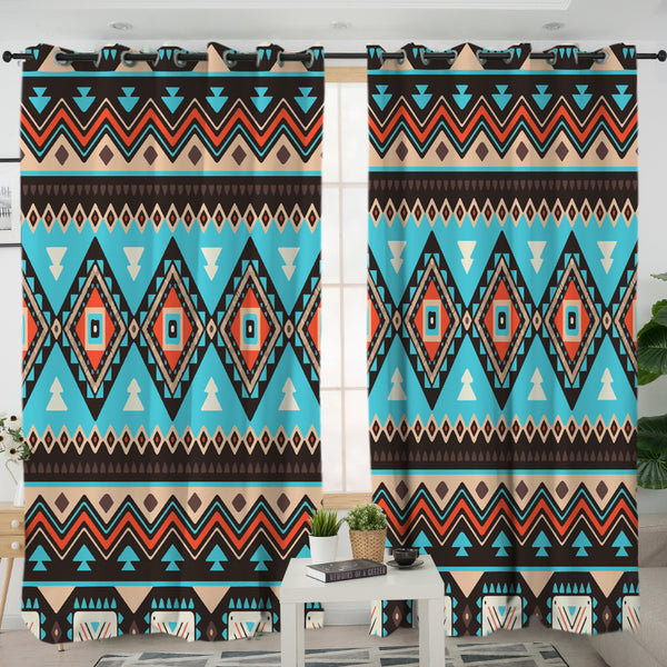 Tribal Line Shapes Ethnic Pattern Living Room Curtain - Image 2