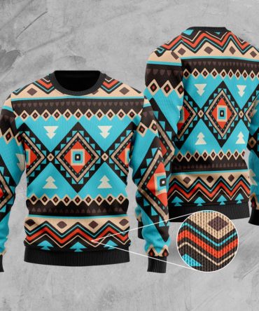 Tribal Line Shapes Ethnic Pattern Sweater