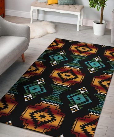 Native American Patterns Black Red Area Rug