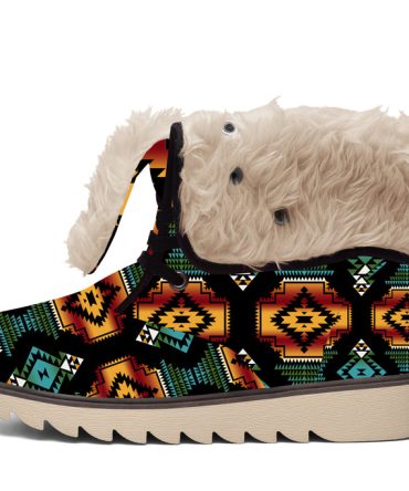 Patterns Black Faux Fur Leather Boots