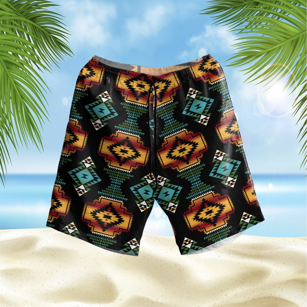 Patterns Black Red Hawaiian Shorts