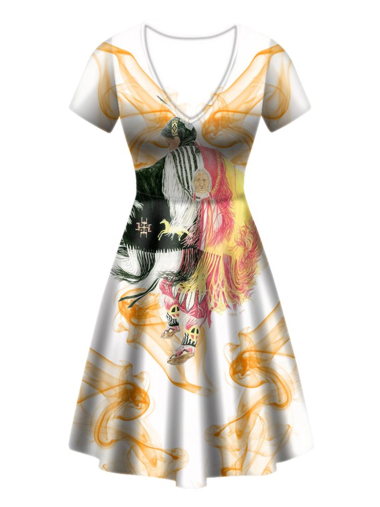 Pow Wow Dancer V Neck Dress