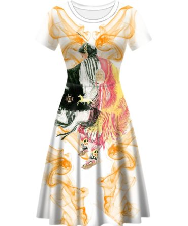 Pow Wow Dancer Yellow Round Neck Dress