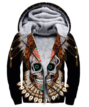 Warrior Of Indian Skull 3D Fleece Hoodie